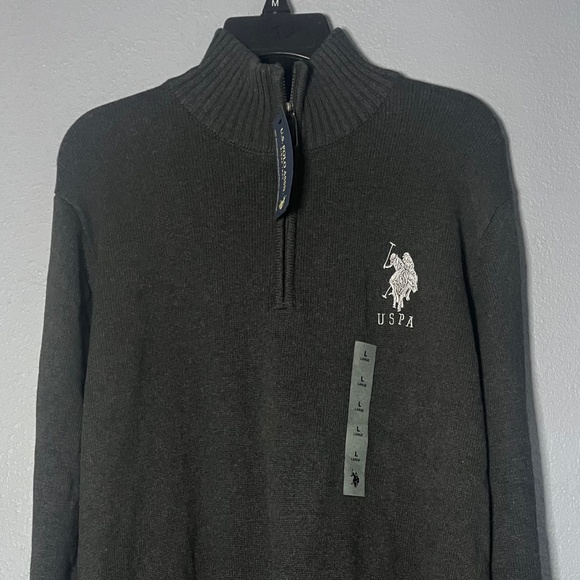 US Polo Assn 1/4 Zip Sweater Men’s Large 100% Cotton Embroidered Logo Gray 2014 - Picture 1 of 6